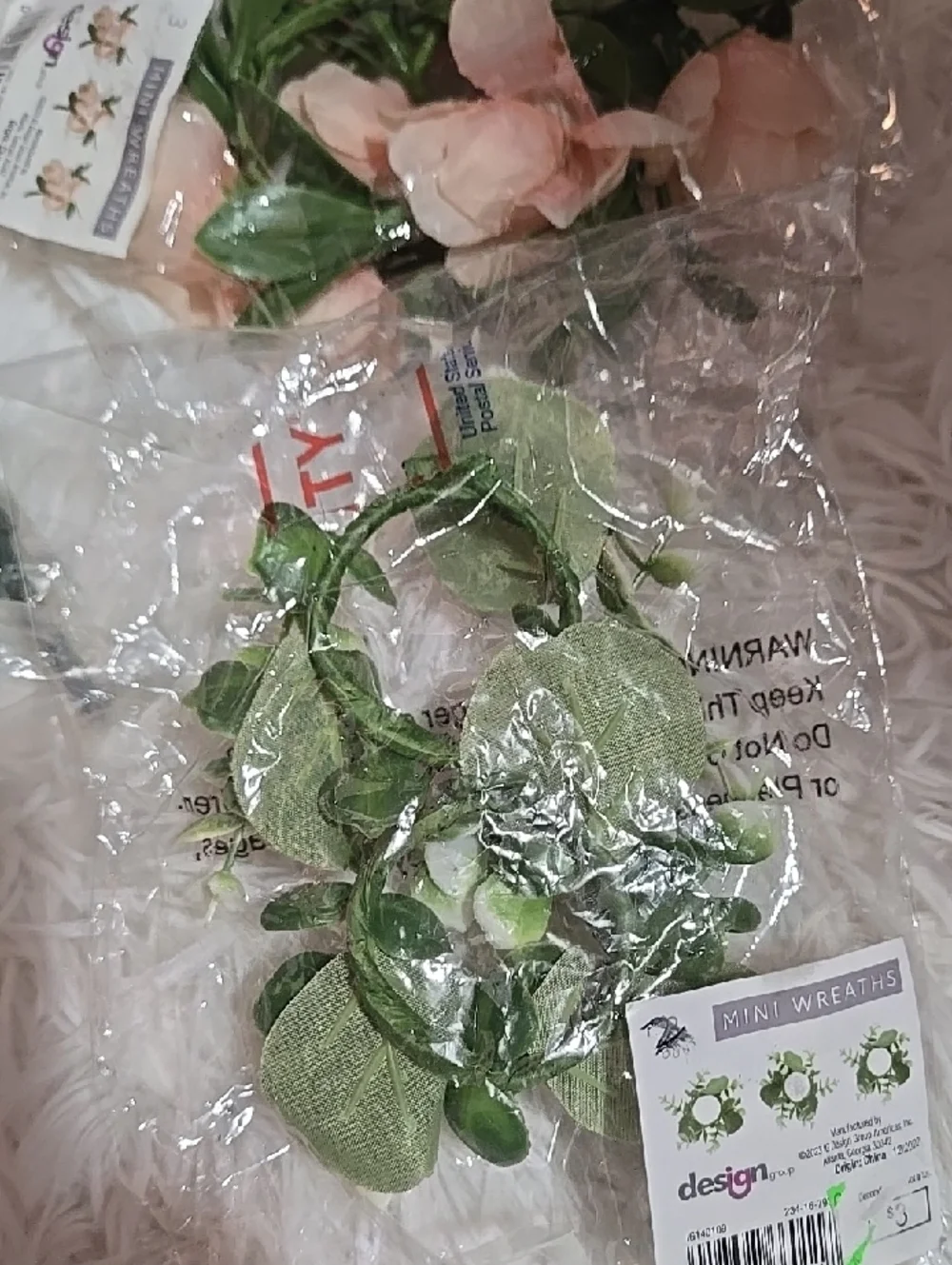 Assorted Faux Floral Stems Pink & Green 3 Pack Bundle Flower Leaf Spring Mix